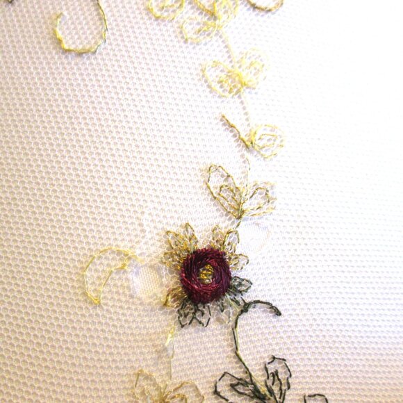 Vtg Off White Large Hurricane lampshade pair of delicate red flowers & green vin - Picture 16 of 16